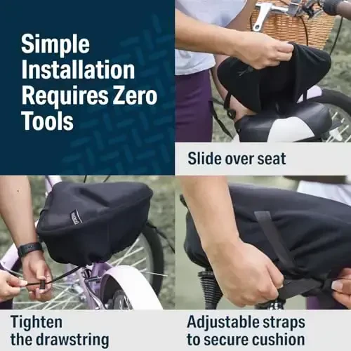 Bikeroo Comfort Bike Seat Cushion - Jismoniy mashqlar, tog' va yo'l velosipedlari uchun mo'ljallangan gel qoplamali, Peloton va statsionar velosipedlar uchun universal mos keladigan юмшоқ велосипед ўриндиқ ёстиғи - 3