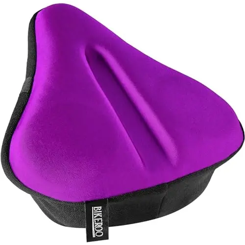 Bikeroo Comfort Bike Seat Cushion - Padded Gel Cover for Exercise, Mountain & Road Bikes, Universal Fit for Peloton & Stationary Bikes - 1