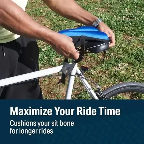 Bikeroo Comfort velosiped o'rindig'i yostig'i - Mashq, tog' va shosse velosipedlari uchun jelli qoplamali, Peloton va statsionar velosipedlar uchun universal moslama - 6