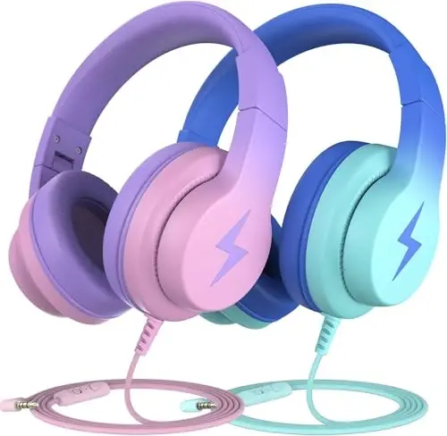 Bila Kids Headphones, Wired Over Ear Headphones with Microphone, Volume Limiter for Girls & Boys, Foldable for Learning & Entertainment - 1