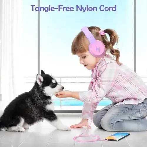 Bila Kids Headphones, Wired Over Ear Headphones with Microphone, Volume Limiter for Girls & Boys, Foldable for Learning & Entertainment - 3