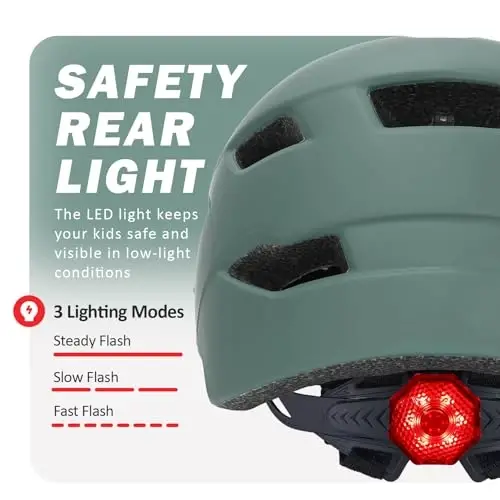 Bilaki Bolalar Velosiped Dubulg'asi, 3-5-8-14 Yoshdagi Bolalar Uchun Sozlanadigan Yosh Bolalar Qizlar Dubulg'alari (50-57sm), Vizor va LED Chiroq bilan Bolalar Dubulg'asi, Yengil Ko'p Sportli Velosiped Skuter Kon'ki Velosiped Dubulg'alari - 4