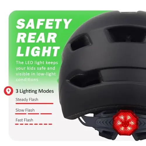 Bilaki bolalar velosiped dubulg'asi, o'g'il qizlar dubulg'asi, yosh bolalardan o'smirlargacha, 2-3-5-8-14 yoshdagi bolalar uchun 2 o'lcham, olinadigan visor va LED chiroqli bolalar velosiped dubulg'asi, sozlanishi ko'p sport dubulg'asi - 4