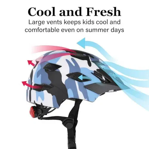 Bilaki Kids Bike Helmet, Youth Toddler Boys Girls Helmets, 2 Size Adjustable for Ages 2-3-5-8-14 Years, Child Helmet with Visor and LED Light, Lightweight Multi-Sport Bicycle Scooter Cycling Helmets - 4