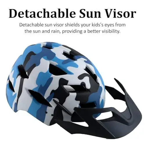Bilaki Kids Bike Helmet, Youth Toddler Boys Girls Helmets, 2 Size Adjustable for Ages 2-3-5-8-14 Years, Child Helmet with Visor and LED Light, Lightweight Multi-Sport Bicycle Scooter Cycling Helmets - 6