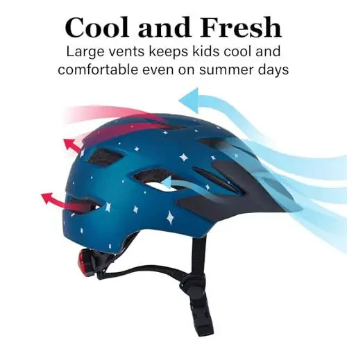 Bilaki Kids Bike Helmet, Youth Toddler Boys Girls Helmets, 2 Size Adjustable for Ages 2-3-5-8-14 Years, Child Helmet with Visor and LED Light, Lightweight Multi-Sport Bicycle Scooter Cycling Helmets - 3