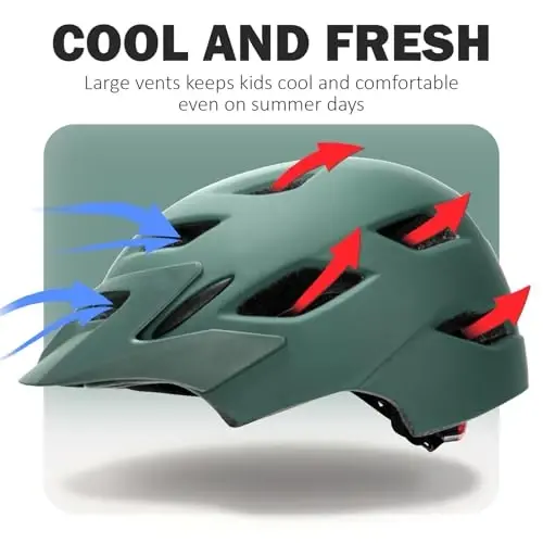 Kids Bike Helmet, Toddler Youth Helmet for Boys Girls, Ages 3-5, 5-8, 8-12 | Certified Multi-Sport Bicycle Scooter Skate Helmet with LED Light & Visor, Adjustable Lightweight Ventilated for Child Teen 