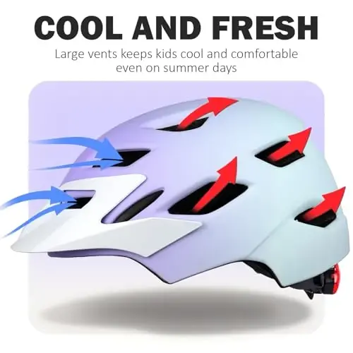 Kids Bike Helmet, Toddler Youth Helmet for Boys Girls, Ages 3-5, 5-8, 8-12 | Certified Multi-Sport Bicycle Scooter Skate Helmet with LED Light & Visor, Adjustable Lightweight Ventilated for Child Teen 