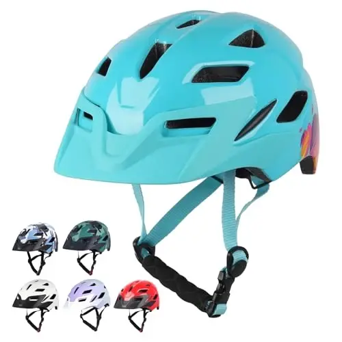 Bilaki Kids Bike Helmet, Boys Girls Helmets from Toddler to Youth, 2 Sizes for Child Ages 2-3-5-8-14 Years, Toddler Bicycle Helmet with Detachable Visor & LED Light, Adjustable Multi-Sport Helmet 