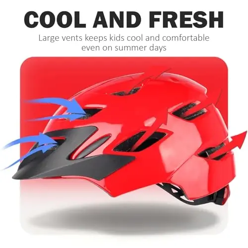 Bilaki Kids Bike Helmet, Boys Girls Helmets from Toddler to Youth, 2 Sizes for Child Ages 2-3-5-8-14 Years, Toddler Bicycle Helmet with Detachable Visor & LED Light, Adjustable Multi-Sport Helmet 