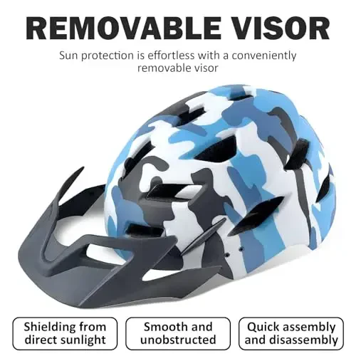 Bilaki Kids Bike Helmet, Boys Girls Helmets from Toddler to Youth, 2 Sizes for Child Ages 2-3-5-8-14 Years, Toddler Bicycle Helmet with Detachable Visor & LED Light, Adjustable Multi-Sport Helmet - 2