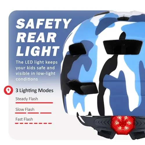 Bilaki Kids Bike Helmet, Adjustable Toddler Youth Helmet with Detachable Visor & LED Light for Boys Girls Ages 2-14, Multi-Sport Helmet for Cycling Scooter Skating, 2 Sizes - BILAKI