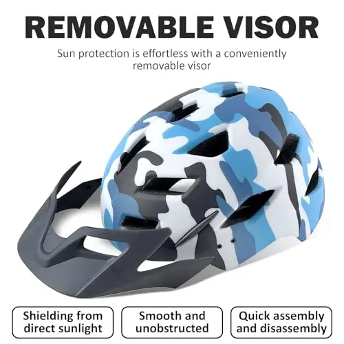 Bilaki Kids Bike Helmet, Adjustable Toddler Youth Helmet with Detachable Visor & LED Light for Boys Girls Ages 2-14, Multi-Sport Helmet for Cycling Scooter Skating, 2 Sizes - BILAKI (1)