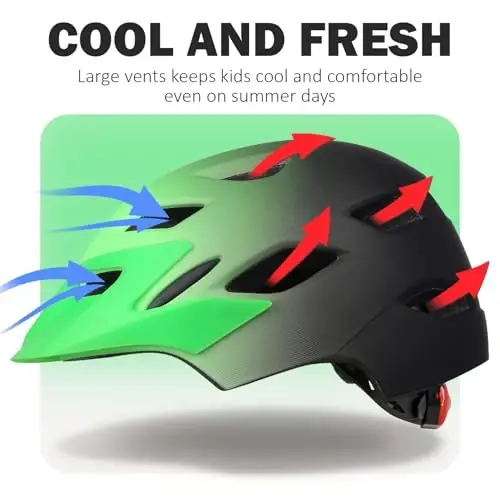 Kids Bike Helmet, Toddler Youth Helmet for Boys Girls, Ages 3-5, 5-8, 8-12 | Certified Multi-Sport Bicycle Scooter Skate Helmet with LED Light & Visor, Adjustable Lightweight Ventilated for Child Teen 
