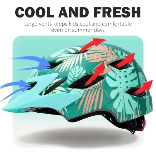 Bilaki Kids Bike Helmet, Adjustable Toddler Youth Helmet with Detachable Visor & LED Light for Boys Girls Ages 2-14, Multi-Sport Helmet for Cycling Scooter Skating, 2 Sizes - 1