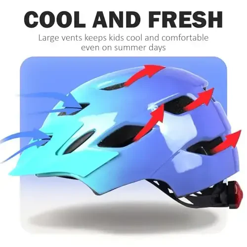 Bilaki Kids Bike Helmet, Boys Girls Helmets from Toddler to Youth, 2 Sizes for Child Ages 2-3-5-8-14 Years, Toddler Bicycle Helmet with Detachable Visor & LED Light, Adjustable Multi-Sport Helmet - 3