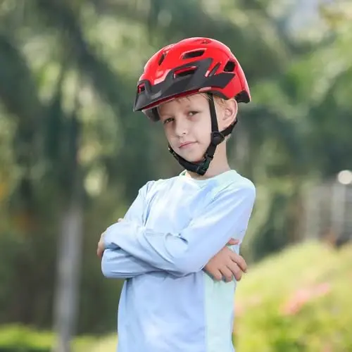 Bilaki Kids Bike Dubulg'asi, O'g'il Bolalar Qizlar Dubulg'alari Kichkintoydan Yoshlargacha, Bola Yoshidagi 2-3-5-8-14 yoshlar uchun 2 O'lcham, Ajratiladigan Visor va LED Chiroqli Kichkintoy Velosiped Dubulg'asi, Sozlanishi Ko'p Sport Dubulg'asi - BILAKI (1)