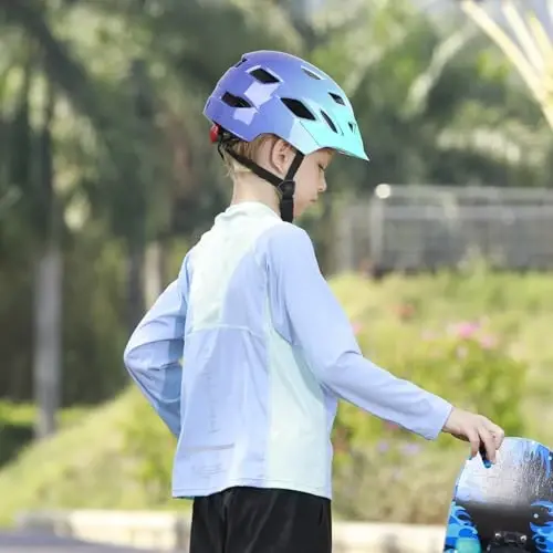 Bilaki Kids Bike Dubulg'asi, O'g'il bolalar Qizlar Dubulg'alari Yigitdan Yoshgacha, 2-3-5-8-14 yoshdagi bolalar uchun 2 o'lcham, Ajratib olinadigan Vizor va LED yoritgichli yosh bolalar uchun velosiped dubulg'asi, Sozlanishi ko'p sportli dubulg'a - BILAKI (1)