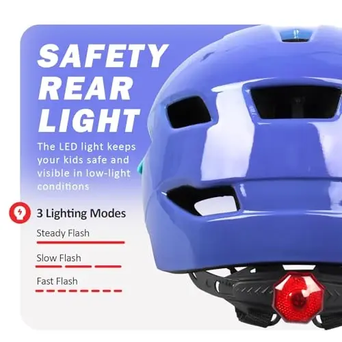 Bilaki Kids Bike Dubulg'asi, O'g'il bolalar Qizlar Dubulg'alari Yigitdan Yoshgacha, 2-3-5-8-14 yoshdagi bolalar uchun 2 o'lcham, Ajratib olinadigan Vizor va LED yoritgichli yosh bolalar uchun velosiped dubulg'asi, Sozlanishi ko'p sportli dubulg'a - 4
