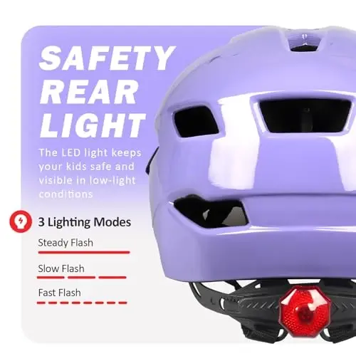 Bilaki Kids Bike Dubulg'asi, O'g'il bolalar Qizlar Dubulg'alari Yigitlardan Yoshlargacha, 2-3-5-8-14 Yoshdagi Bolalar uchun 2 O'lcham, Ajratib olinadigan Vizor va LED yoritgichli Toddler Velosiped Dubulg'asi, Sozlanishi ko'p sportli Dubulg'a - 1