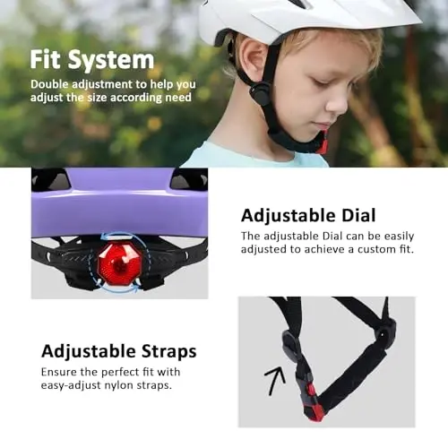 Bilaki Kids Bike Dubulg'asi, O'g'il bolalar Qizlar Dubulg'alari Yigitlardan Yoshlargacha, 2-3-5-8-14 Yoshdagi Bolalar uchun 2 O'lcham, Ajratib olinadigan Vizor va LED yoritgichli Toddler Velosiped Dubulg'asi, Sozlanishi ko'p sportli Dubulg'a - 4