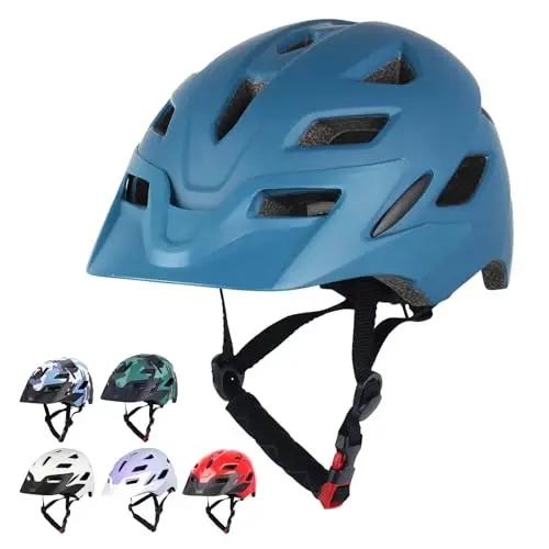 Bilaki Kids Bike Helmet, Adjustable Youth Boys Girls Helmets for Ages 3-5-8-14 Years (50-57cm), Child Helmet with Visor and LED Light, Lightweight Multi-Sport Bicycle Scooter Skate Cycling Helmets 