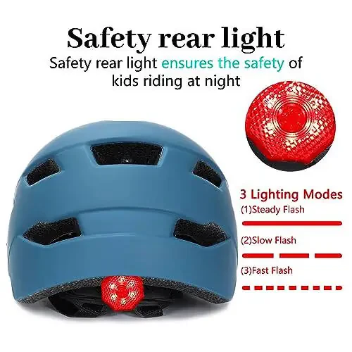 Bilaki Kids Bike Helmet, Adjustable Youth Boys Girls Helmets for Ages 3-5-8-14 Years (50-57cm), Child Helmet with Visor and LED Light, Lightweight Multi-Sport Bicycle Scooter Skate Cycling Helmets - 2