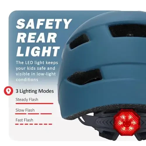 Bilaki Kids Bike Helmet, Adjustable Youth Boys Girls Helmets for Ages 3-5-8-14 Years (50-57cm), Child Helmet with Visor and LED Light, Lightweight Multi-Sport Bicycle Scooter Skate Cycling Helmets - 5