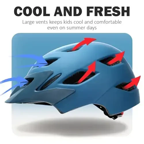 Bilaki Kids Bike Helmet, Adjustable Youth Boys Girls Helmets for Ages 3-5-8-14 Years (50-57cm), Child Helmet with Visor and LED Light, Lightweight Multi-Sport Bicycle Scooter Skate Cycling Helmets - 6