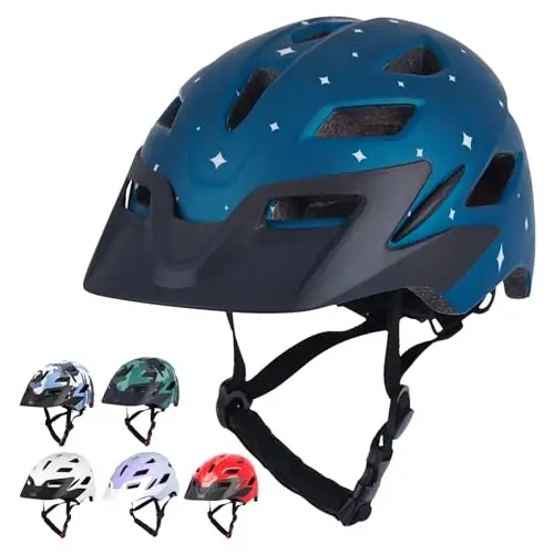 Bilaki Kids Bike Helmet, Adjustable Youth Boys Girls Helmets for Ages 3-5-8-14 Years (50-57cm), Child Helmet with Visor and LED Light, Lightweight Multi-Sport Bicycle Scooter Skate Cycling Helmets 