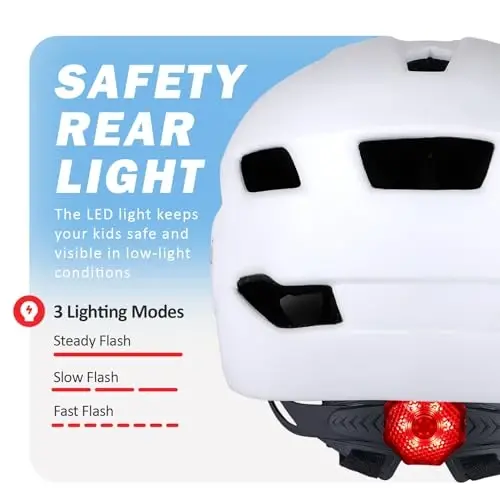 Bilaki Kids Bike Helmet, Adjustable Youth Boys Girls Helmets for Ages 3-5-8-14 Years (50-57cm), Child Helmet with Visor and LED Light, Lightweight Multi-Sport Bicycle Scooter Skate Cycling Helmets - 3