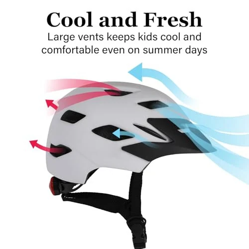 Bilaki Kids Bike Helmet, Adjustable Youth Boys Girls Helmets for Ages 3-5-8-14 Years (50-57cm), Child Helmet with Visor and LED Light, Lightweight Multi-Sport Bicycle Scooter Skate Cycling Helmets - 3