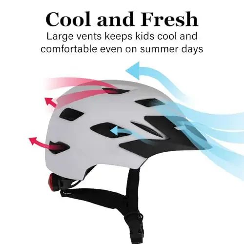 Bilaki Kids Bike Helmet, Adjustable Youth Boys Girls Helmets for Ages 3-5-8-14 Years (50-57cm), Child Helmet with Visor and LED Light, Lightweight Multi-Sport Bicycle Scooter Skate Cycling Helmets - 3