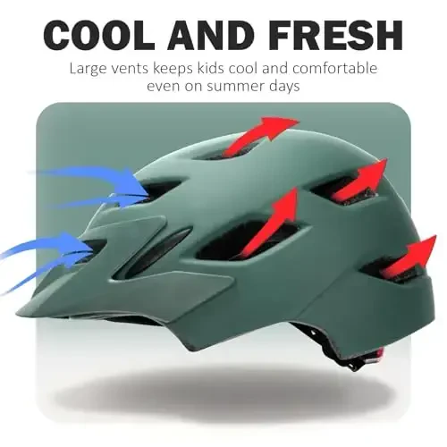 Bilaki Kids Bike Helmet, Adjustable Youth Boys Girls Helmets for Ages 3-5-8-14 Years (50-57cm), Child Helmet with Visor and LED Light, Lightweight Multi-Sport Bicycle Scooter Skate Cycling Helmets - 6