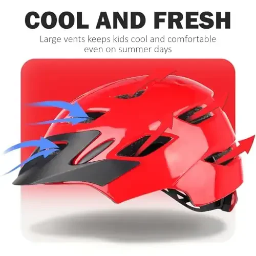 Bilaki Kids Bike Helmet, Boys Girls Helmets from Toddler to Youth, 2 Sizes for Child Ages 2-3-5-8-14 Years, Toddler Bicycle Helmet with Detachable Visor & LED Light, Adjustable Multi-Sport Helmet - 3