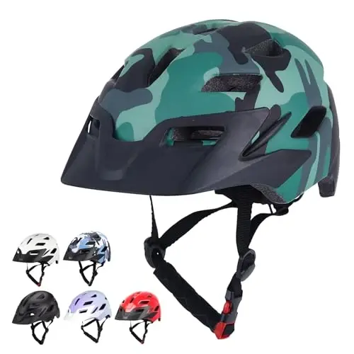 Bilaki Kids Bike Helmet, Boys Girls Helmets from Toddler to Youth, 2 Sizes for Child Ages 2-3-5-8-14 Years, Toddler Bicycle Helmet with Detachable Visor & LED Light, Adjustable Multi-Sport Helmet 
