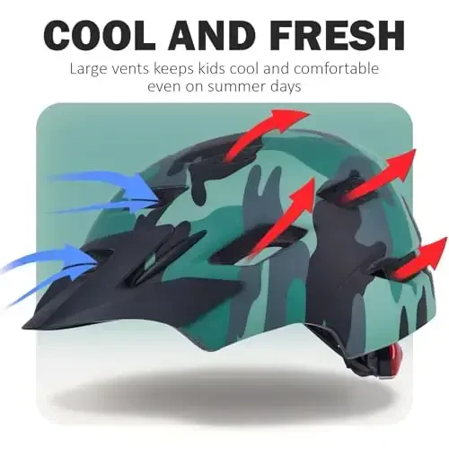 Bilaki Kids Bike Helmet, Boys Girls Helmets from Toddler to Youth, 2 Sizes for Child Ages 2-3-5-8-14 Years, Toddler Bicycle Helmet with Detachable Visor & LED Light, Adjustable Multi-Sport Helmet - 3