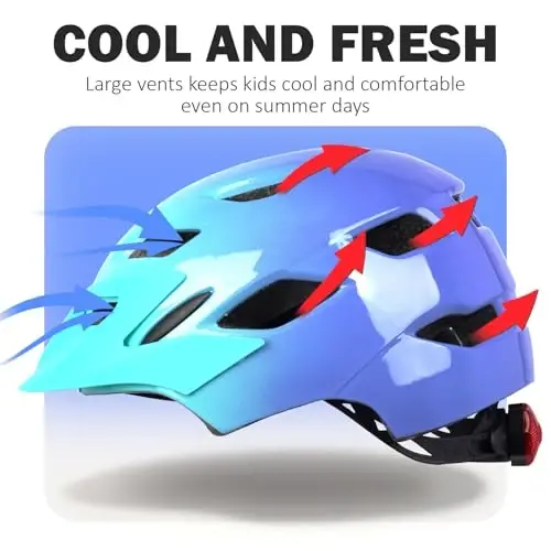 Bilaki Kids Bike Helmet, Boys Girls Helmets from Toddler to Youth, 2 Sizes for Child Ages 2-3-5-8-14 Years, Toddler Bicycle Helmet with Detachable Visor & LED Light, Adjustable Multi-Sport Helmet 