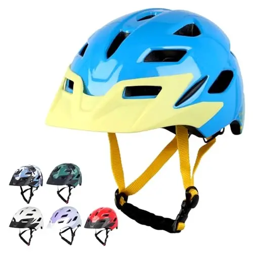 Bilaki Kids Bike Helmet, Boys Girls Helmets from Toddler to Youth, 2 Sizes for Child Ages 2-3-5-8-14 Years, Toddler Bicycle Helmet with Detachable Visor & LED Light, Adjustable Multi-Sport Helmet 