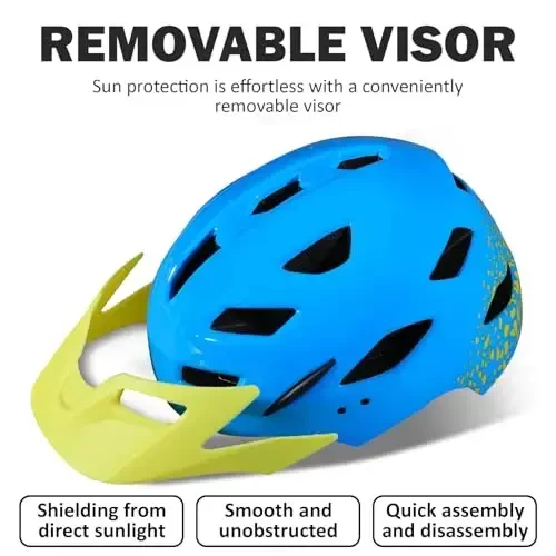 Bilaki Kids Bike Helmet, Boys Girls Helmets from Toddler to Youth, 2 Sizes for Child Ages 2-3-5-8-14 Years, Toddler Bicycle Helmet with Detachable Visor & LED Light, Adjustable Multi-Sport Helmet - BILAKI (1)