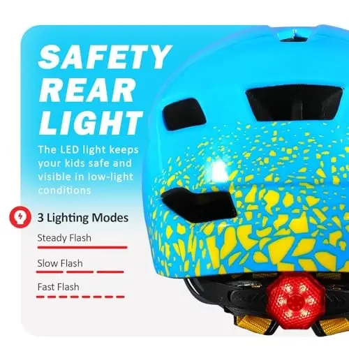 Bilaki Kids Bike Helmet, Boys Girls Helmets from Toddler to Youth, 2 Sizes for Child Ages 2-3-5-8-14 Years, Toddler Bicycle Helmet with Detachable Visor & LED Light, Adjustable Multi-Sport Helmet - BILAKI