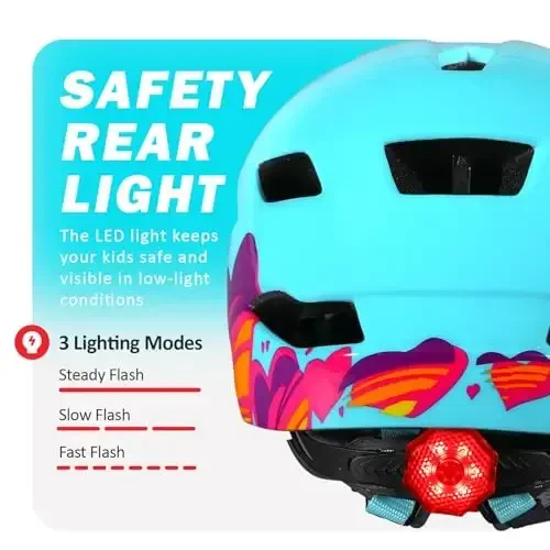 Bilaki Kids Bike Helmet, Boys Girls Helmets from Toddler to Youth, 2 Sizes for Child Ages 2-3-5-8-14 Years, Toddler Bicycle Helmet with Detachable Visor & LED Light, Adjustable Multi-Sport Helmet - 1