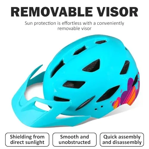 Bilaki Kids Bike Helmet, Boys Girls Helmets from Toddler to Youth, 2 Sizes for Child Ages 2-3-5-8-14 Years, Toddler Bicycle Helmet with Detachable Visor & LED Light, Adjustable Multi-Sport Helmet - 2