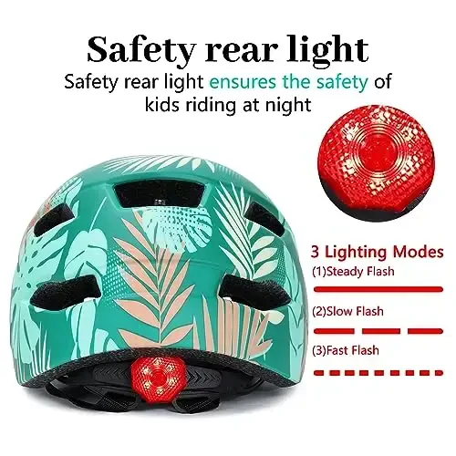 Bilaki Kids Bike Helmet, Boys Girls Helmets from Toddler to Youth, 2 Sizes for Child Ages 2-3-5-8-14 Years, Toddler Bicycle Helmet with Detachable Visor & LED Light, Adjustable Multi-Sport Helmet - 4