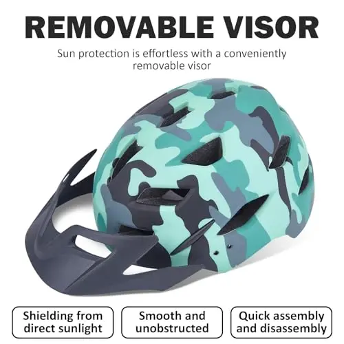 Bilaki Kids Bike Helmet, O'g'il bolalar Qizlar Dubulg'alari Toddlerdan Yoshlargacha, 2-3-5-8-14 yoshdagi bolalar uchun 2 o'lcham, Yechib olinadigan Visor va LED yoritgichli Toddler velosiped dubulg'asi, Sozlanishi ko'p sportli dubulga - 5