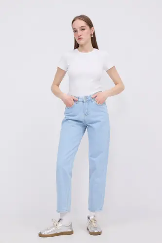Bilasikli yoqa Basic T-shirt P13343-u6-Oq 