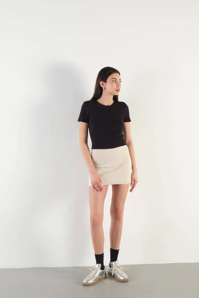 Bilasikli Yoqa Basic T-shirt P15686-T8-Qora - ADDAX (1)