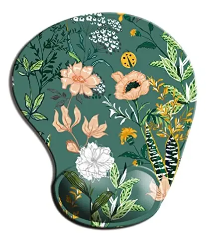 DOOKE Ergonomic Mouse Pad with Wrist Support, Cute Mouse Pads with Non-Slip PU Base for Home Office Working Studying Easy Typing & Pain Relief Dark Green Floral - 4