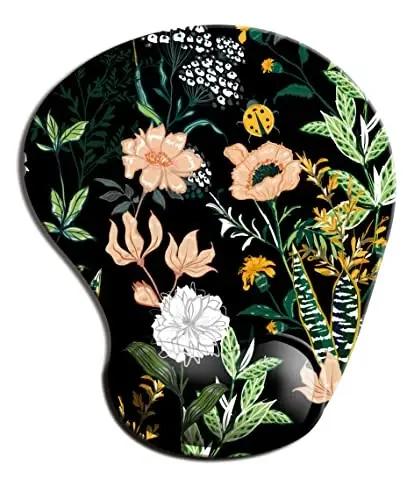 Dooke Ergonomic Mouse Pad with Wrist Support, Cute Mouse Pads with Non-Slip PU Base for Home Office Working Studying Easy Typing & Pain Relief Black Floral - 4