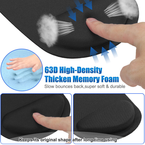 Bilek Destekli Ergonomik Mouse Pad, TSV Oyun Mouse Pad Paspası, Kaymaz Kauçuk Tabanlı Rahat Bilgisayar Jel Mouse Pad - Siyah - 13